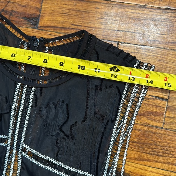 ALEXIS Rajani Black Sheer Details White Contrast Stitching Textured Mini Dress S - Picture 11 of 16